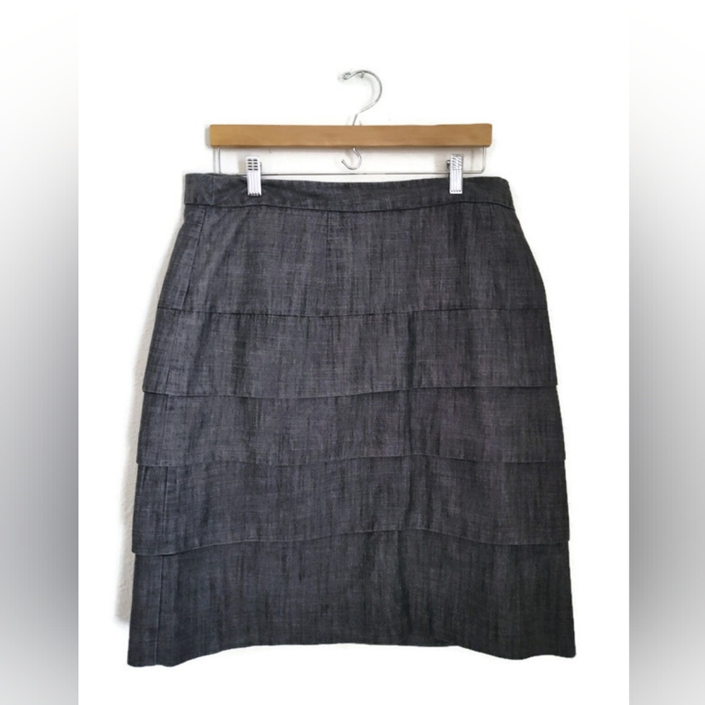 CATO Woman Fun Black Denim Look Crosshatch Layered Skirt Plus Size 18